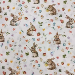 SanDaLu Baumwollstoff mit Hasen und Ostereiern