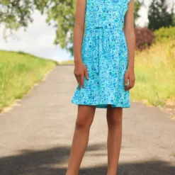 SanDaLu Jersey Stoff Mosaik in Blautönen Nähbeispiel