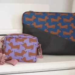 SanDaLu Dackel Oxfordstoff blau Happy Collection von Cherry Picking mit Kunstleder Rex