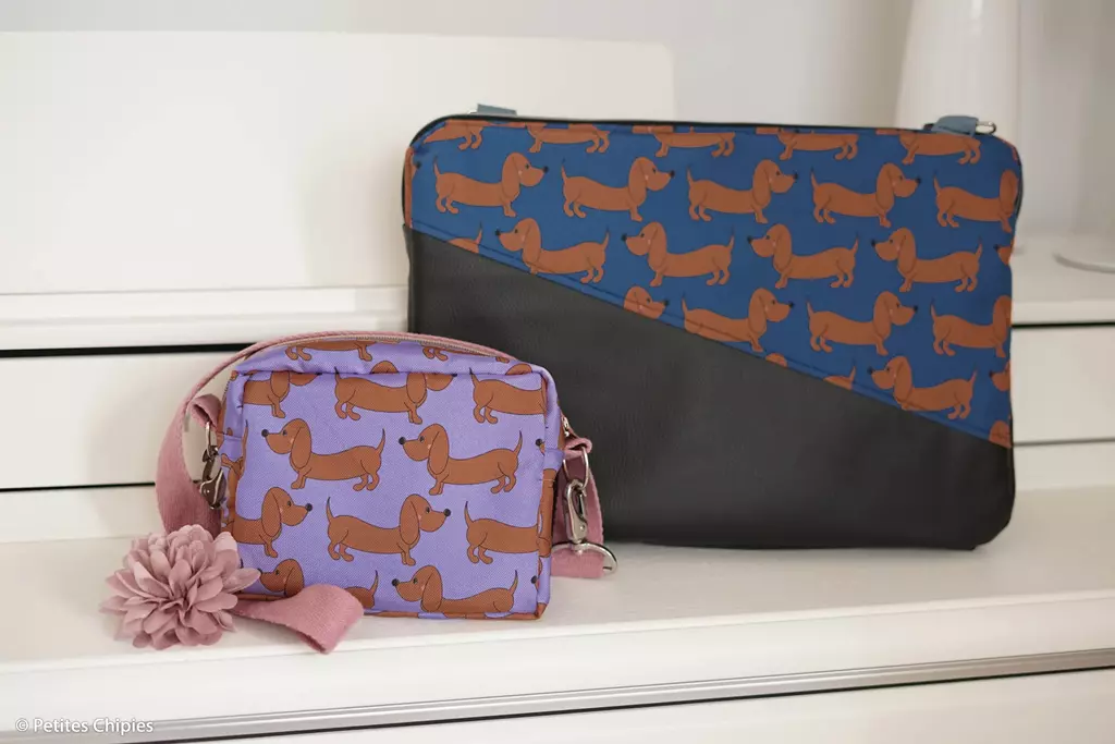 SanDaLu Dackel Oxfordstoff blau Happy Collection von Cherry Picking mit Kunstleder Rex