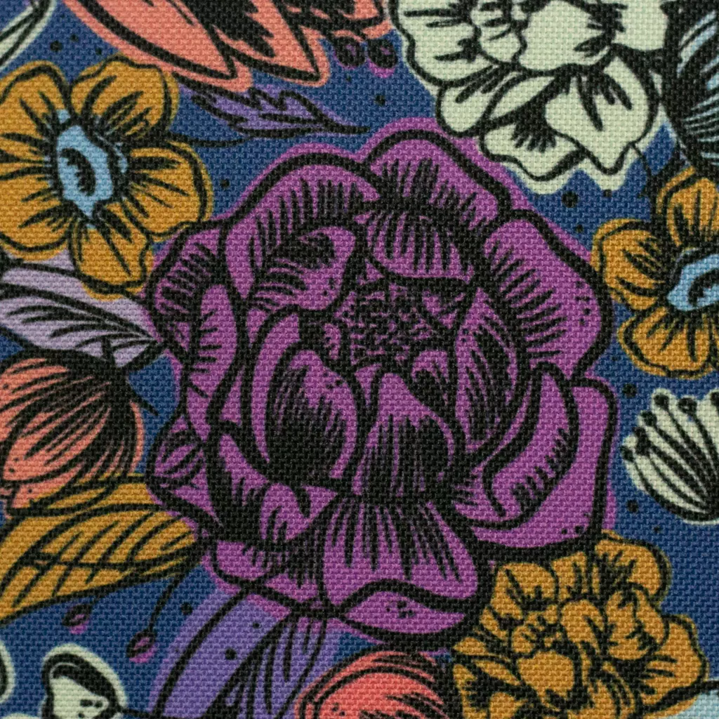 SanDaLu Oxfordgewebe mit Blumen in Blau aus der Happy Collection von cherry Picking Detail