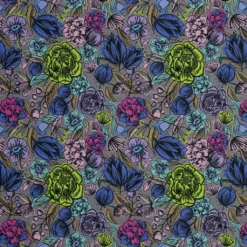 SanDaLu Blumen Oxfordstoff grau