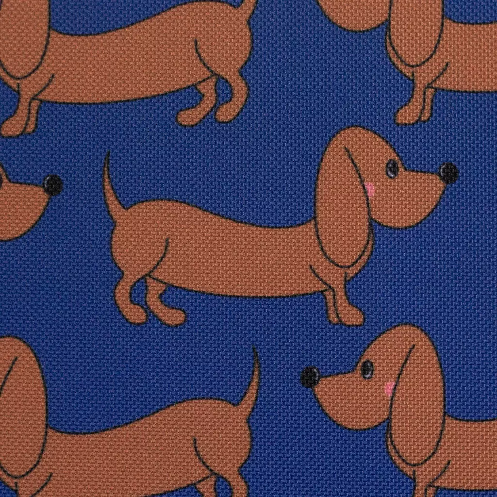 SanDaLu Dackel Stoff blau wasserabweisend Happy Collection Cherry Picking