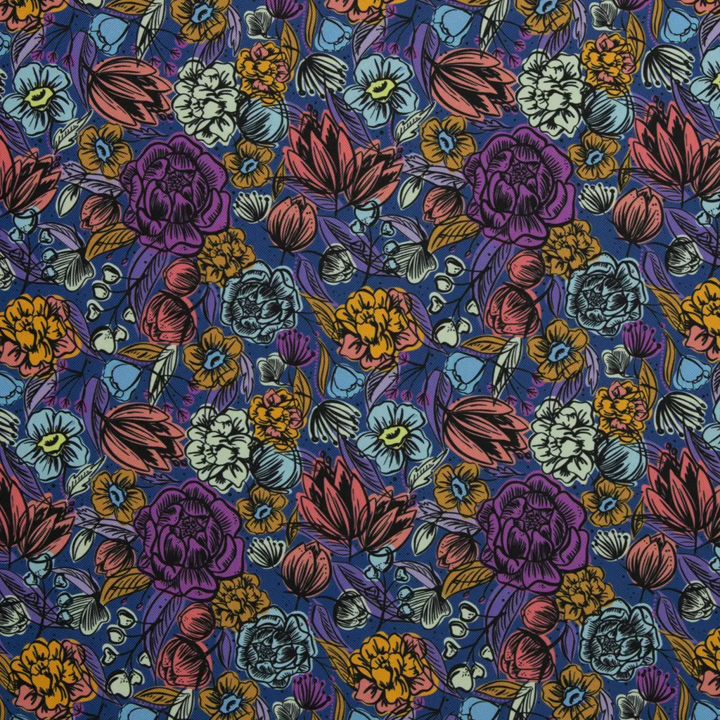 SanDaLu wasserabweisender Taschenstoff mit Blumen in Blau aus der Happy Collection Überblick