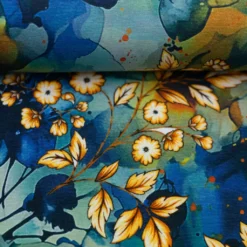 SanDaLu Modal Jersey mit Blumen in verschiedenen Blautönen Ballen