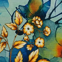 SanDaLu Modal Jersey mit Blumen in verschiedenen Blautönen Detail
