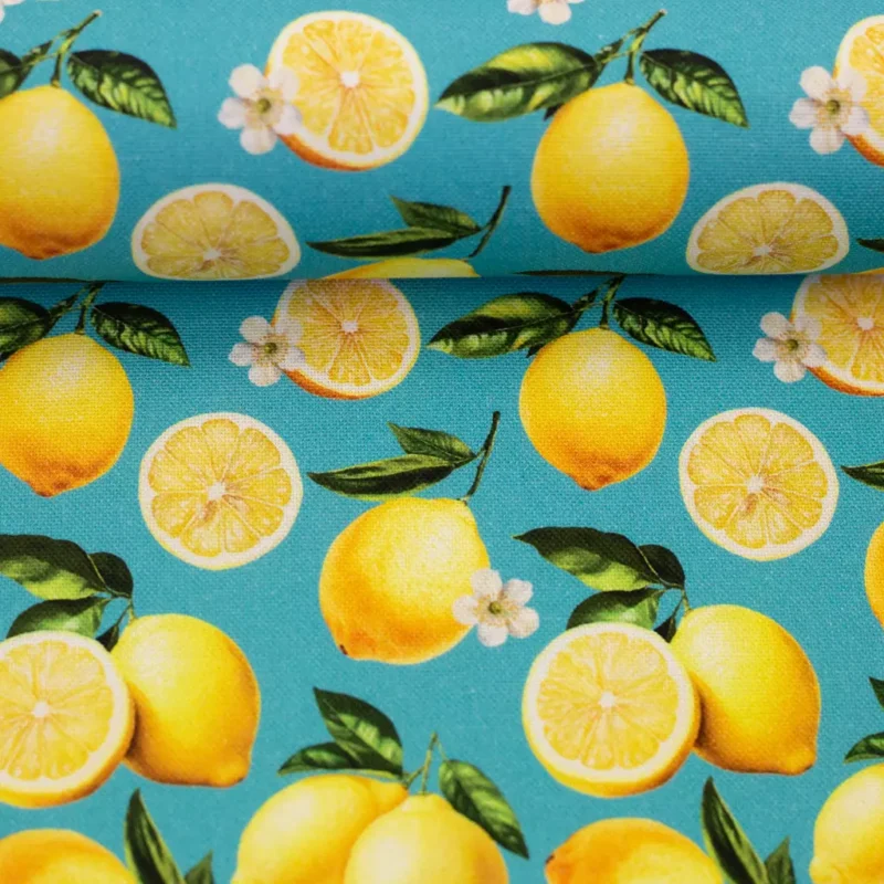 SanDaLu türkisfarbener Canvas mit Zitronen Ballen