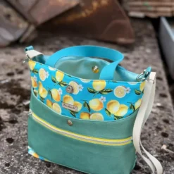 SanDaLu Canvas Zitronen Stoff Matteo Tasche mit Kunstleder Rex