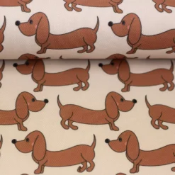 SanDaLu Dackel Stoff wasserabweisend beige