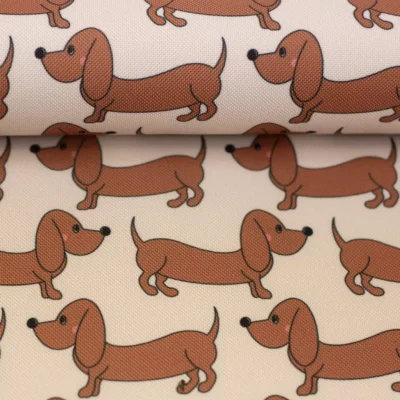 SanDaLu Dackel Stoff wasserabweisend beige