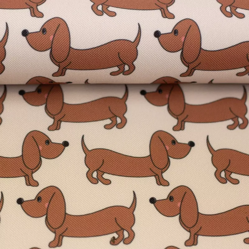 SanDaLu Dackel Stoff wasserabweisend beige