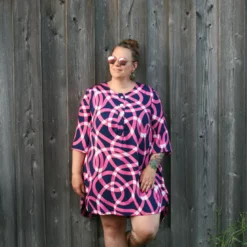 SanDaLu Viskose Blusenstoff Feelings by Käselotti dunkelblau rosa Nähbeispiel Wohlgefühl