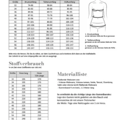 SanDaLu Schnittmuster Culotte von Fadenkäfer Maßtabelle