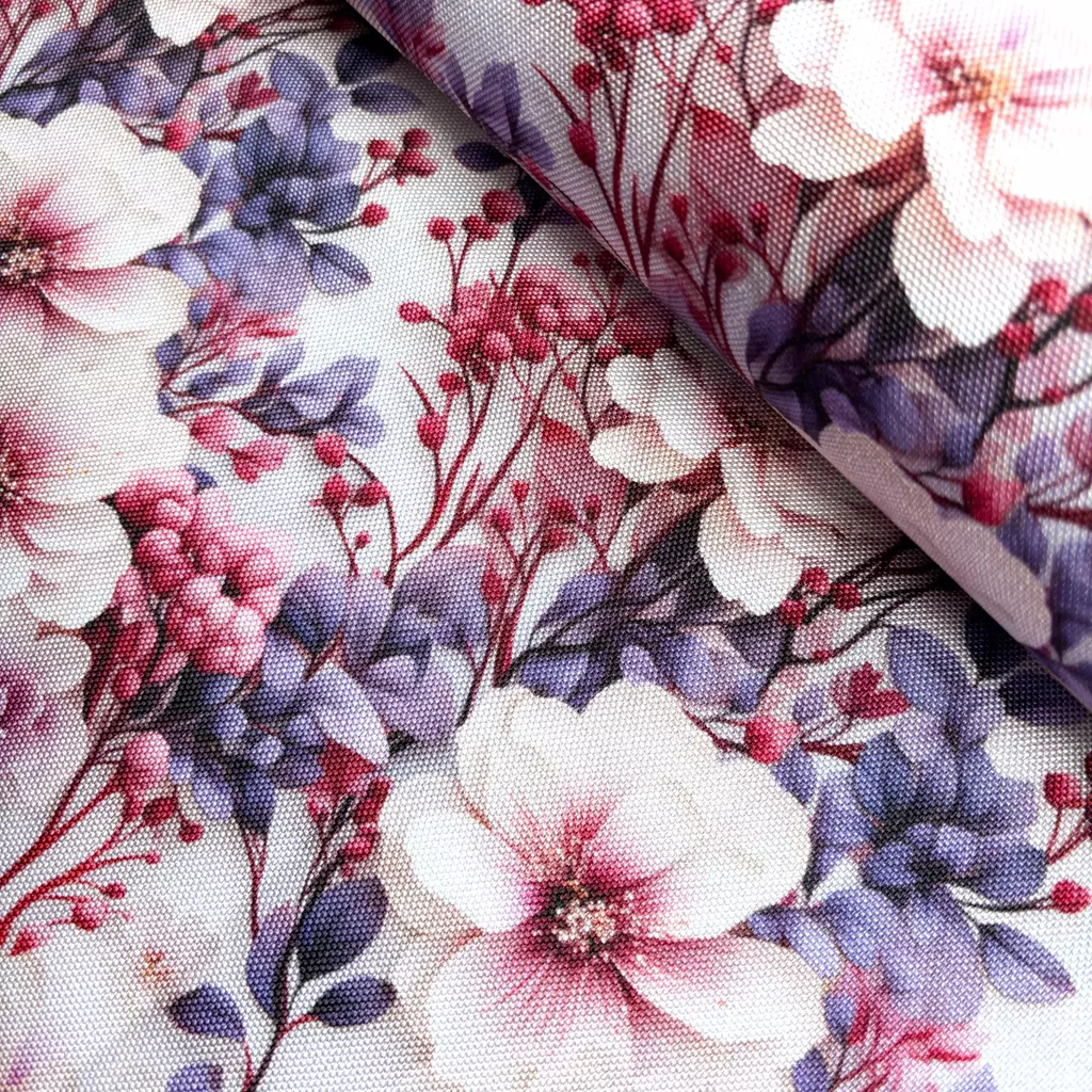 SanDaLu wasserabweisender Blumenstoff rosa violett Ballen