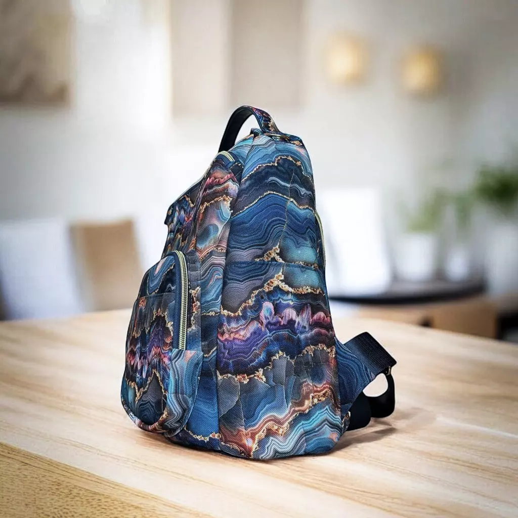 SanDaLu marmorierter Oxfordstoff in blau Rucksack