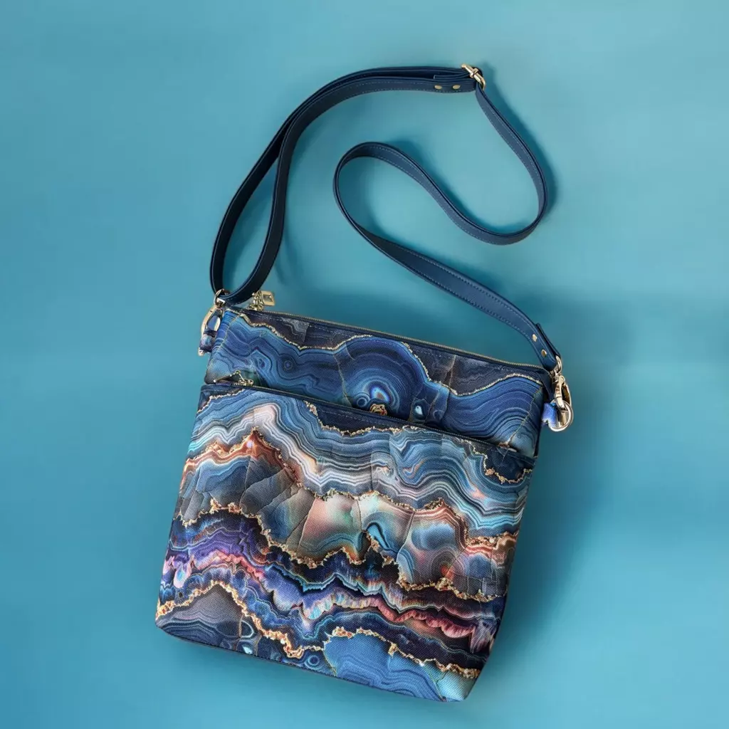 SanDaLu wasserabweisender Taschenstoff blau Handtasche