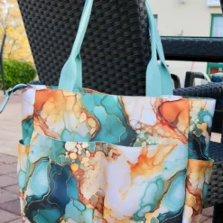 SanDaLu Flowing Bloom Oxford stein petrol shopper ⋆ SanDaLu