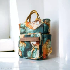 SanDaLu Oxfordstoff von Sarah Mariam in petrol, cocnag, weiß Nähbeispiel Rucksack