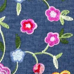SanDaLu Stoff in Jeansoptik mit Blumenstickerei Detail