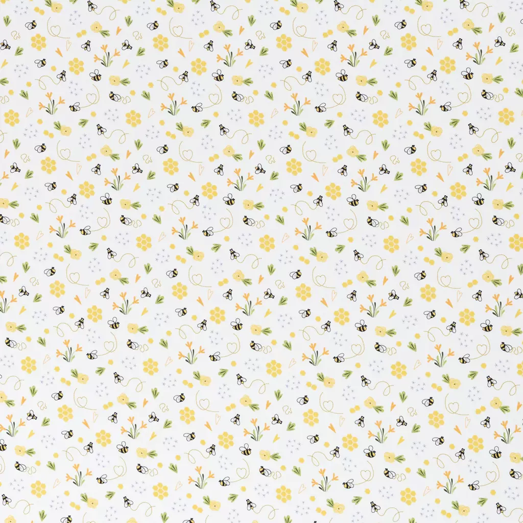 SanDaLu Baumwollstoff mit Bienen und Blumen