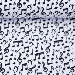 SanDaLu Baumwollwebware mit Musiknoten weiĂź