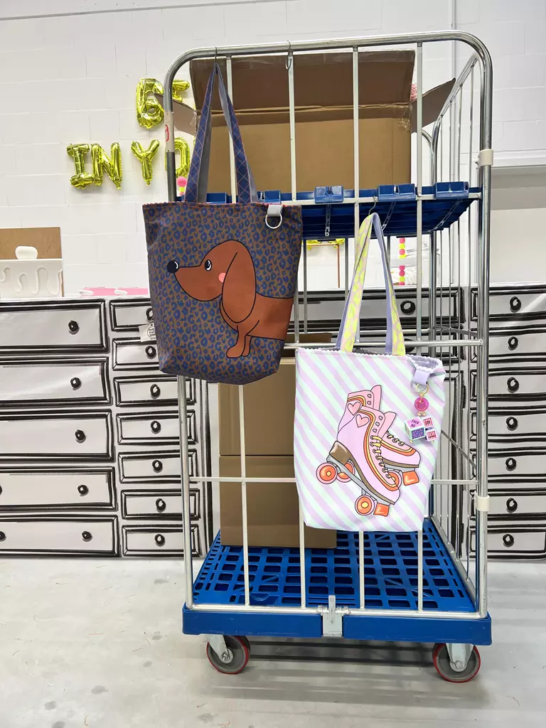 SanDaLu DIY Panel Cherry Picking Bag Dackel und Rollschuhe genäht