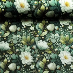 SanDaLu Oxfordgewebe mit Blumen in Grün Ballen