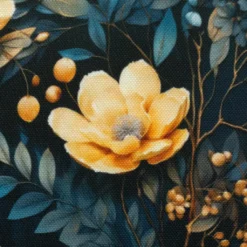 SanDaLu Oxfordstoff mit Blumen in nachtblau Detail gelbe Blume