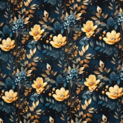SanDaLu Oxfordstoff mit Blumen in nachtblau Überblick