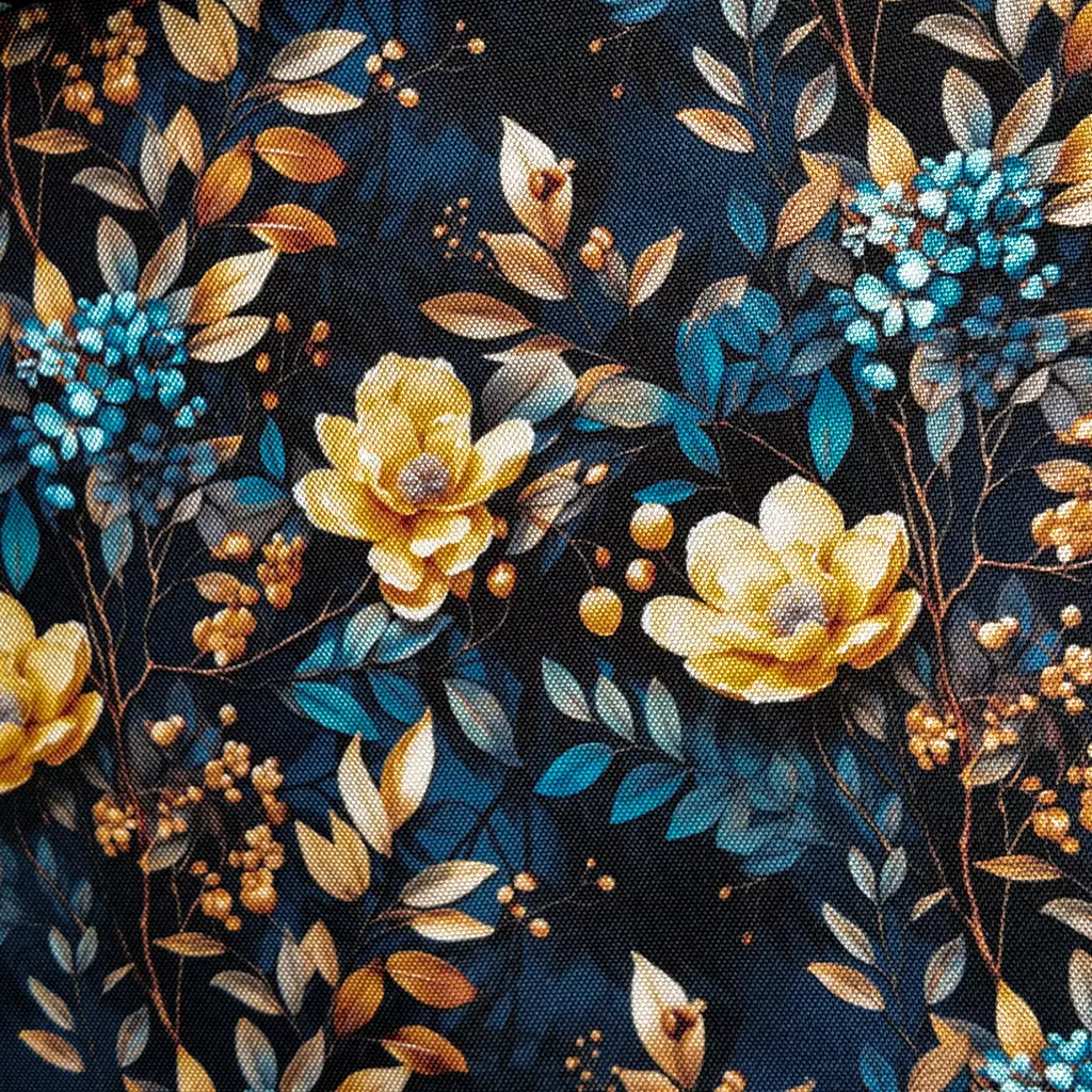 SanDaLu Oxfordstoff mit Blumen in nachtblau
