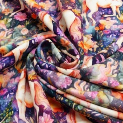 SanDaLu Einhorn Jersey Stoff mit Blumen Sturdel