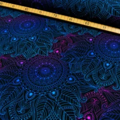 SanDaLu schwarzer Canvas mit Mandalas im Fabrverlauf Lineal
