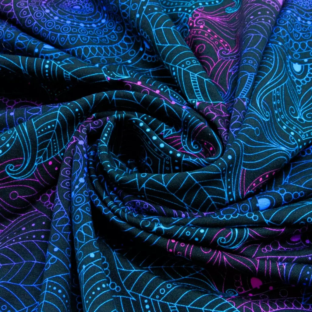 SanDaLu schwarzer Canvas mit Mandalas im Fabrverlauf Strudel