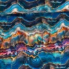 SanDaLu French Terry marmoriert in blau, Flowing Bloom von Sarah Mariam