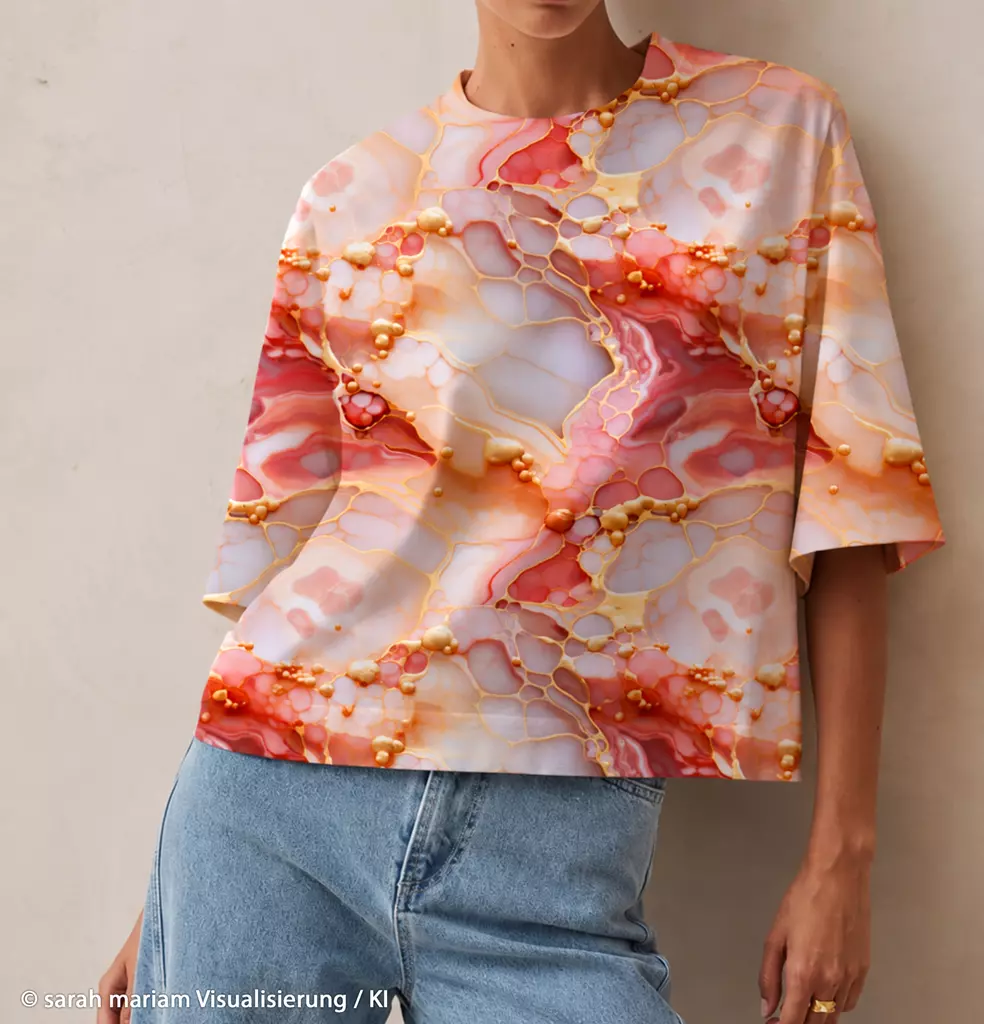 SanDaLu French Terry rot rosa weiß von Sarah Mariam T-Shirt Tragefoto