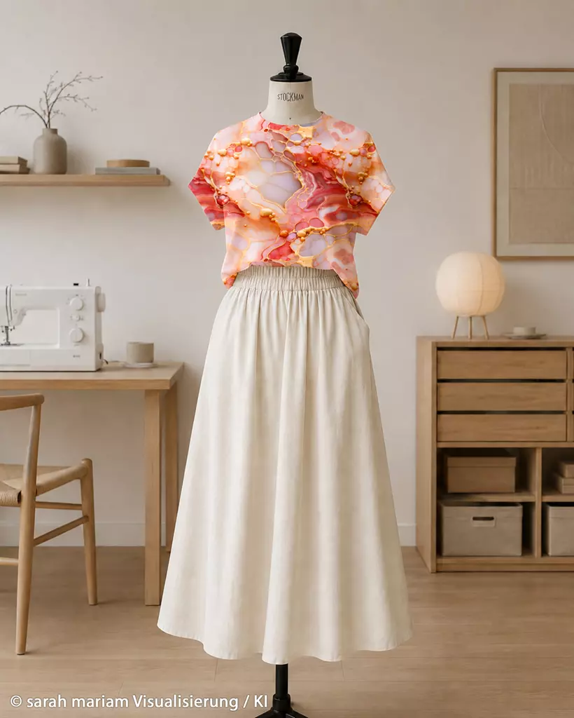 SanDaLu French Terry rot rosa weiß von Sarah Mariam T-Shirt als Nähbeispiel