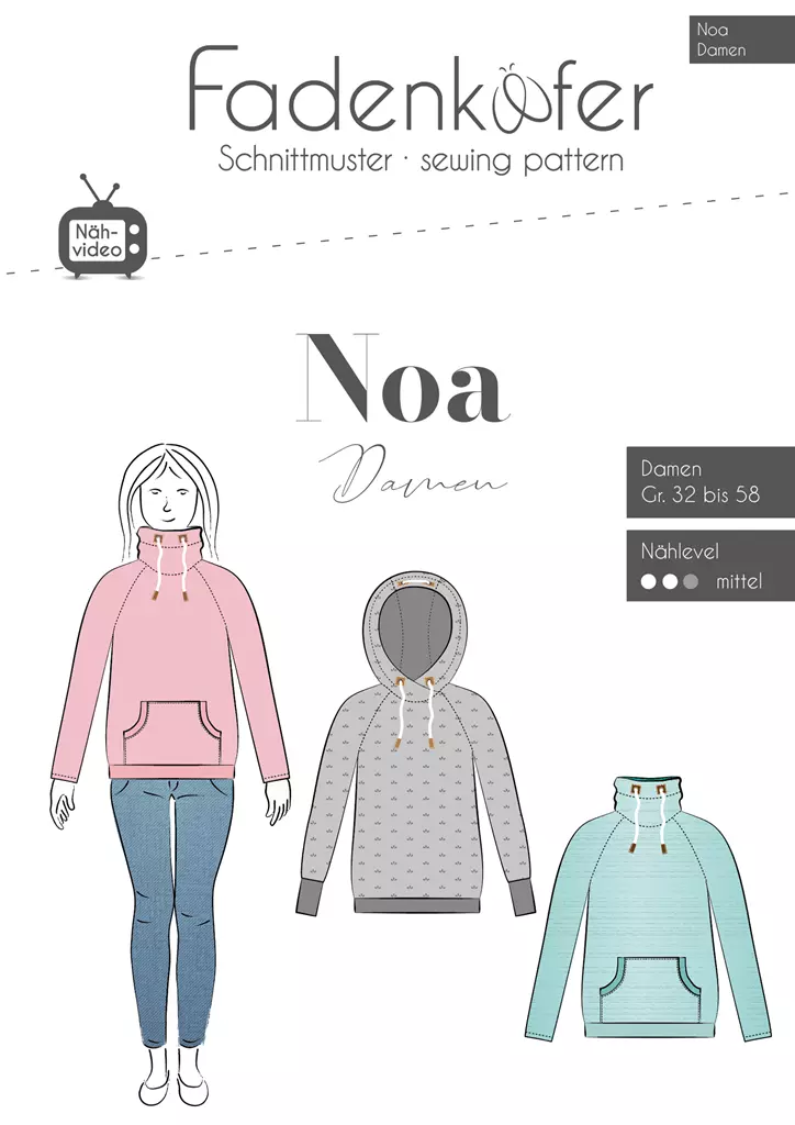 Schnittmuster Raglanpullover Noa von Fadenkäfer, Damen