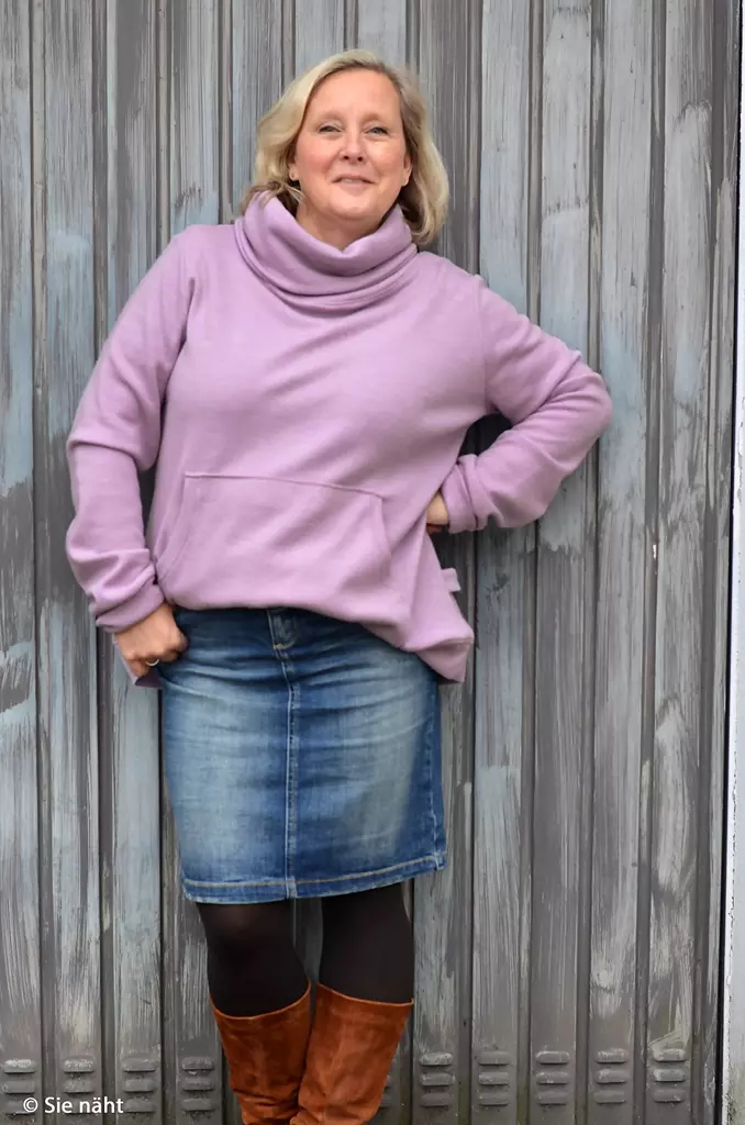 SanDaLu Wollstrick Merino in Flieder Nähbeispiel
