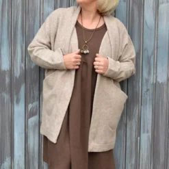 SanDaLu Merino Fleece in Beige Cardigan