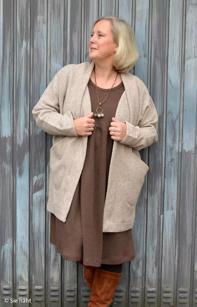 SanDaLu Merino Fleece in Beige Cardigan