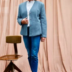 SanDaLu Merino Fleece in Rauchblau Nähbeispiel Blazer
